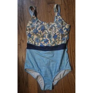 Land's End Block Pattern One-piece Bathingsuit Swimsuit Women's Size 16